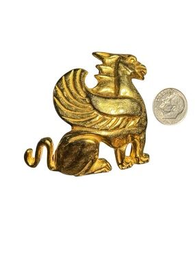 Vintage - MMA (Museum of Art) Griffin Brooch / Pendant - Marked - Gold Tone